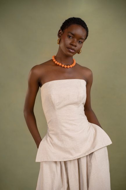 Bobby Blouse in Beige Linen