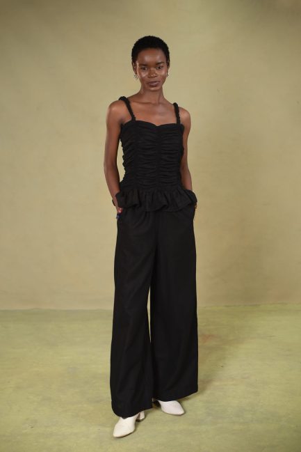 Loose Pant in Black Linen