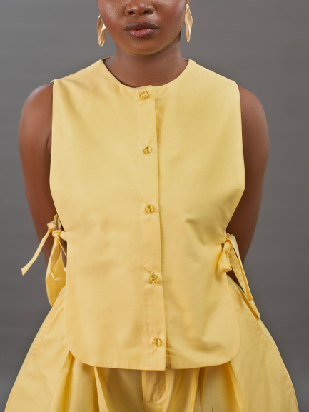 Yellow Cotton Bib Blouse